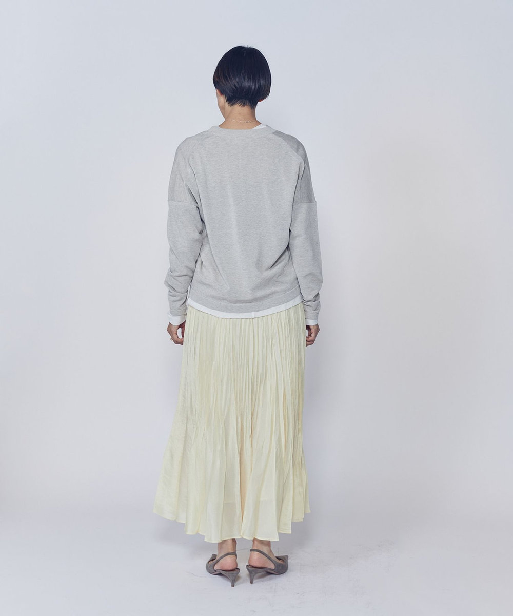 1er Arrondissement ワッシャーサテンランダムプリーツスカート イエロー