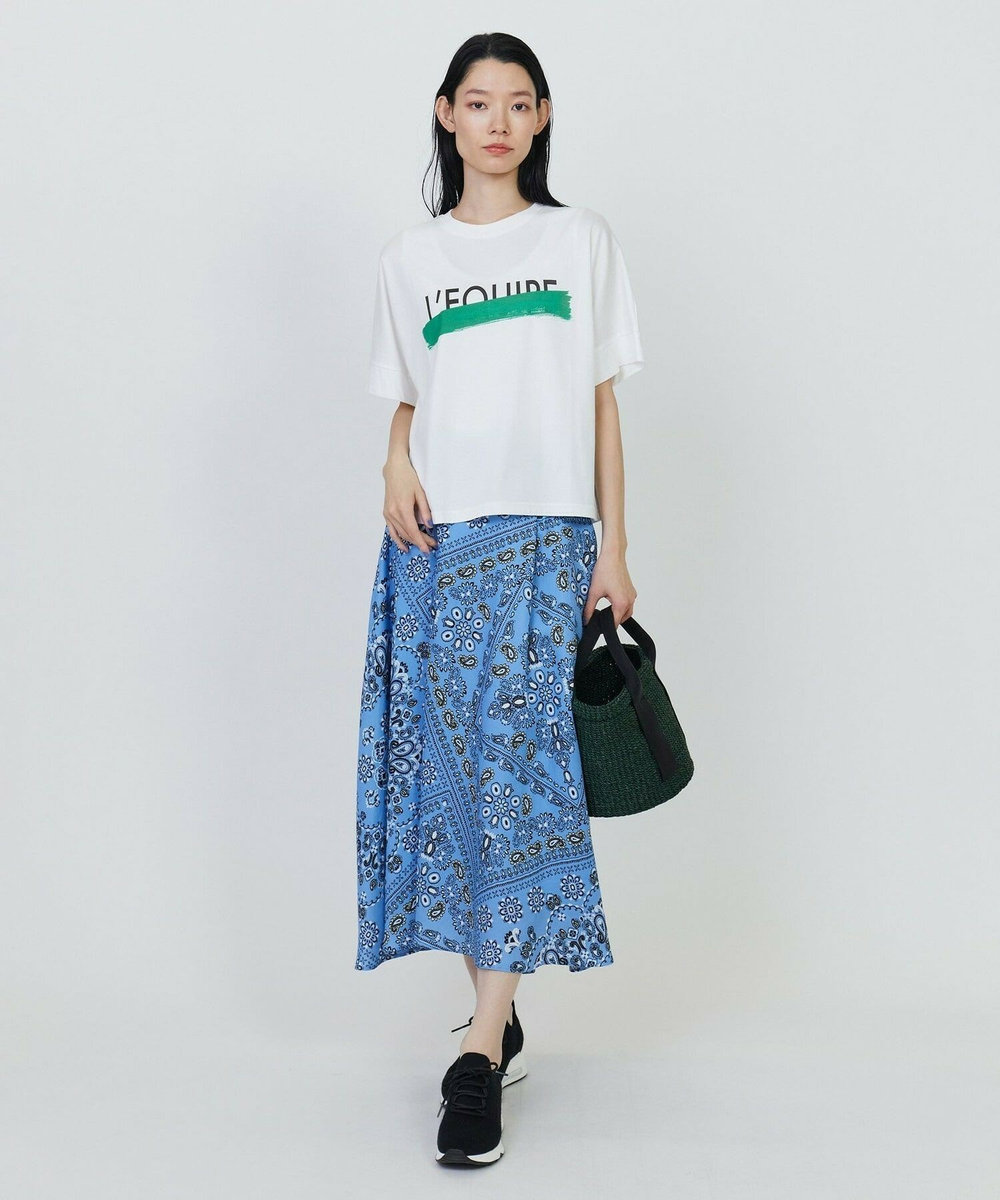 L'EQUIPE ペイズリープリントフレアスカート ブルー