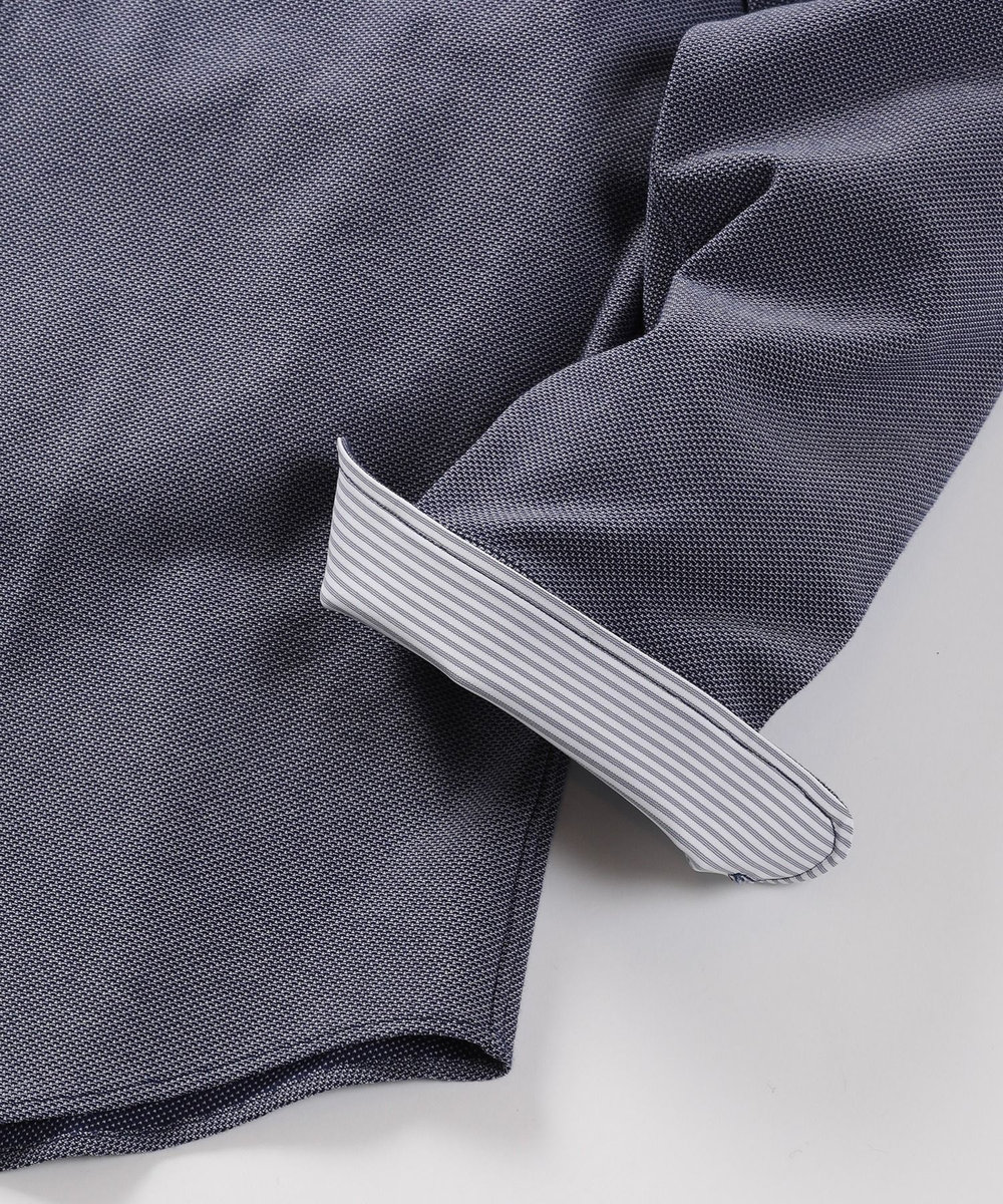 MEN'S BIGI 【ACTIVE TAILOR】コーコランコットン鹿の子ドレスシャツ ネイビー