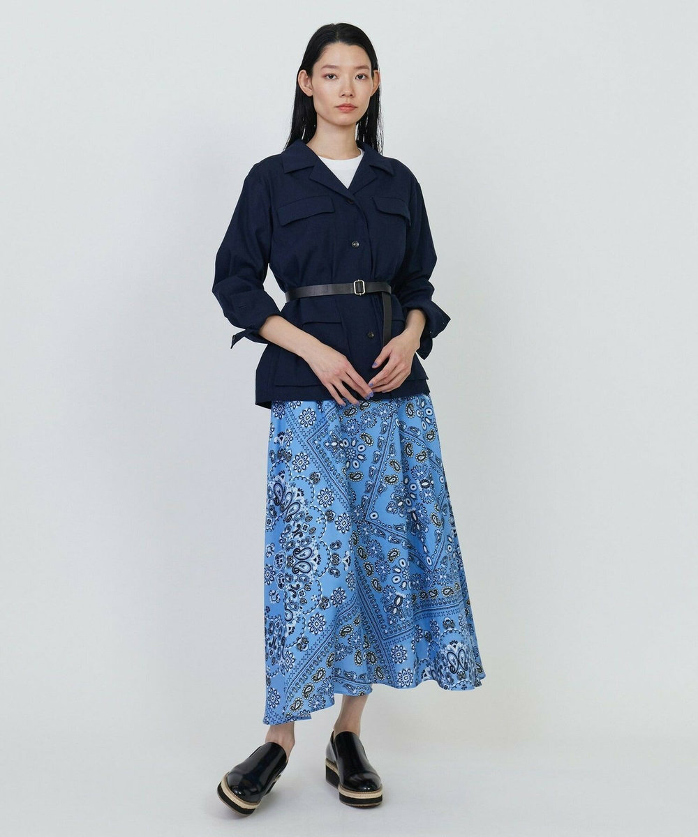 L'EQUIPE ペイズリープリントフレアスカート ブルー