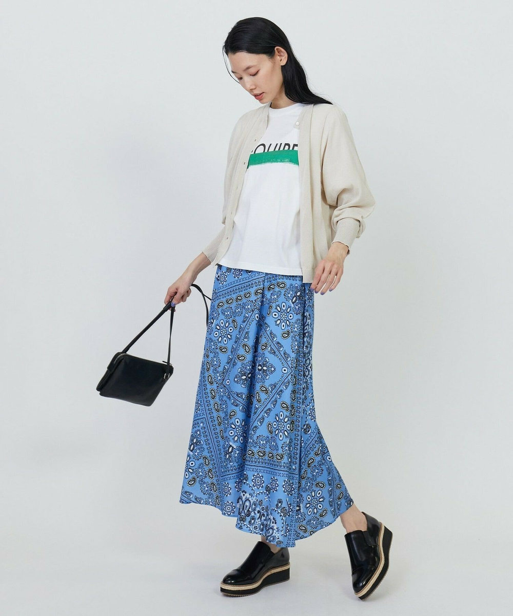 L'EQUIPE ペイズリープリントフレアスカート ブルー