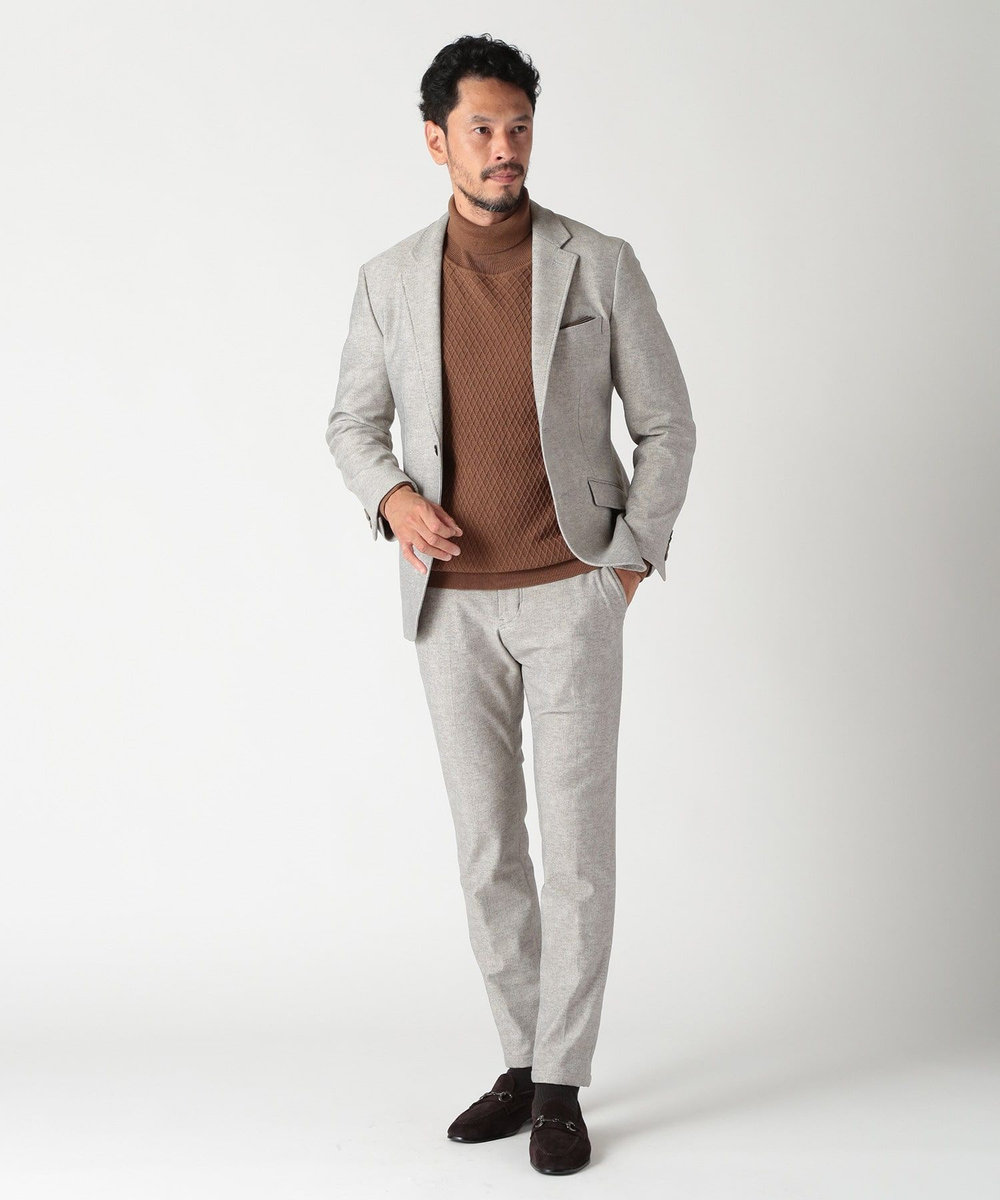 MEN'S BIGI 【ACTIVE TAILOR】ヒートパフォーマーツイード調プリントジャケット（セットアップ対応） ライトグレー