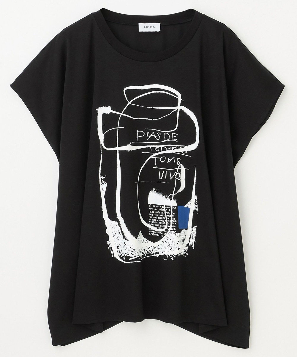 MOGA Lサイズ（大きいサイズ） 【大きいサイズ】コットンスムースプリントTシャツ ブラック