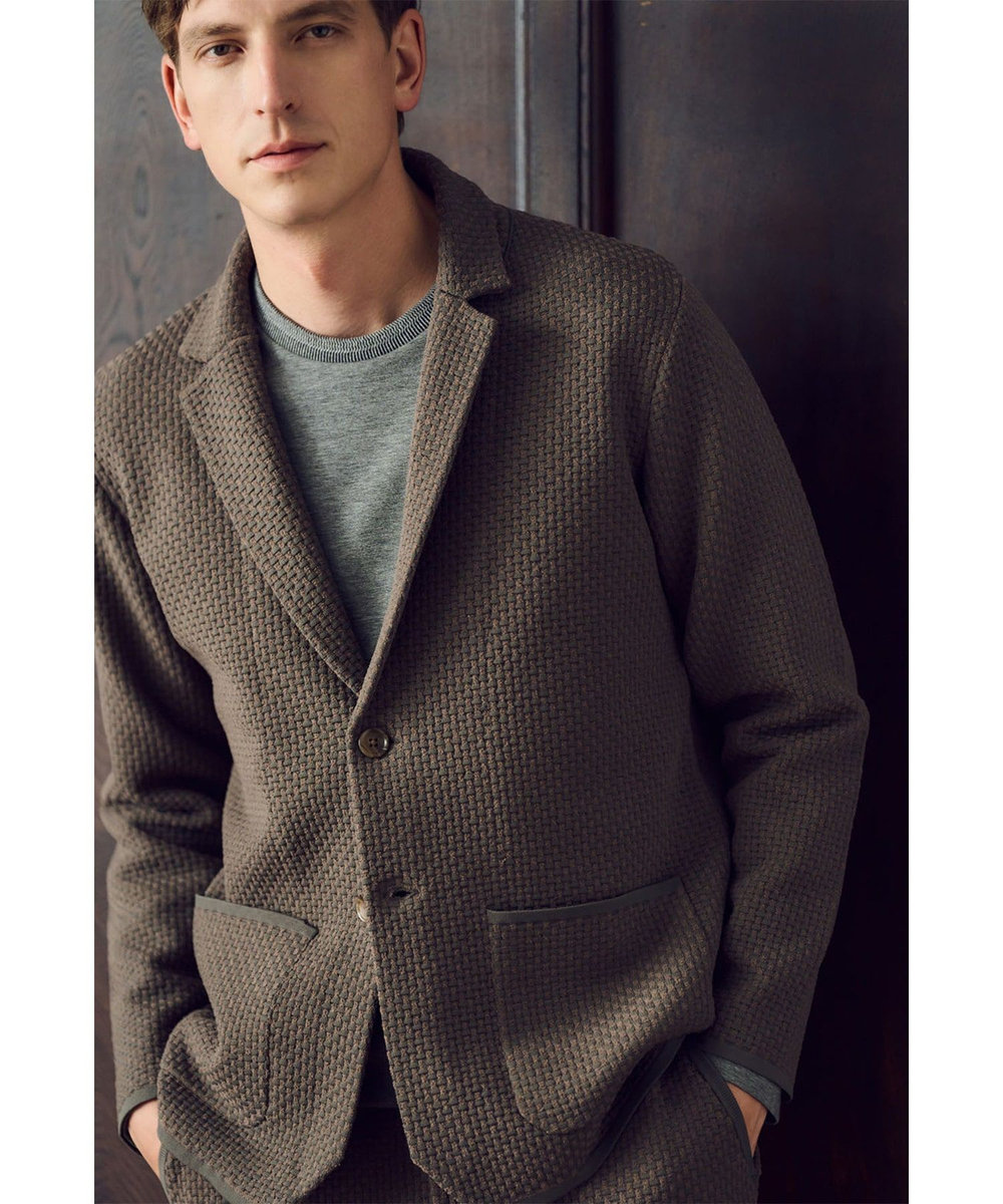 MEN'S BIGI 【ACTIVE TAILOR】モール混ニットジャケット カーキ