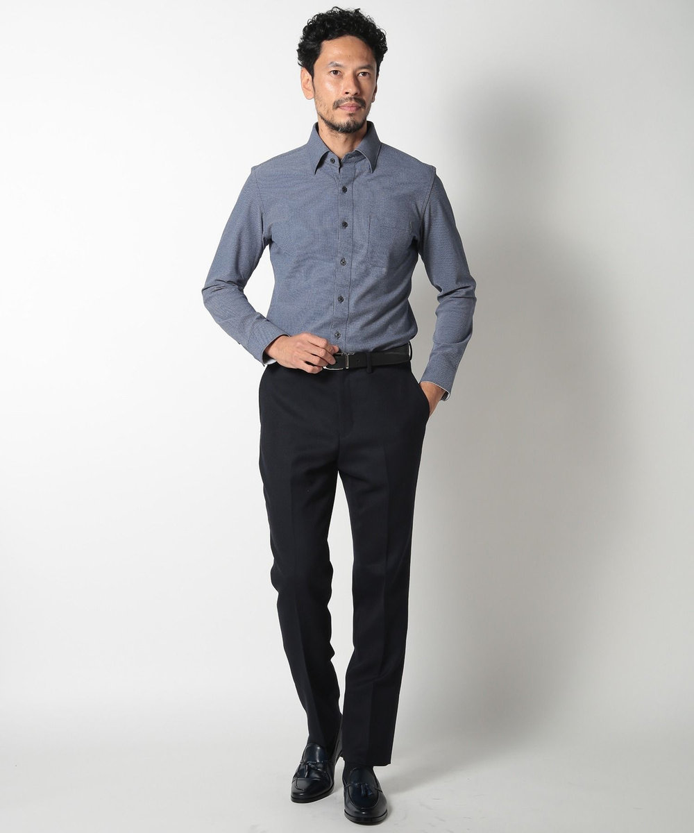MEN'S BIGI 【ACTIVE TAILOR】ミックスヤーン/ホップサックスラックス ダークネイビー