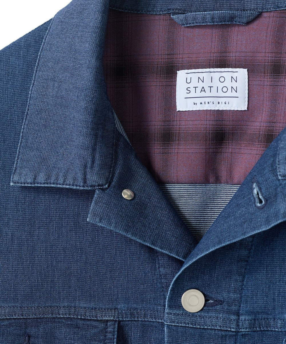 UNION STATION メッシュデニムトラッカージャケット〈ストレッチ・軽量・ハンドウォッシャブル・通気性〉 ネイビー