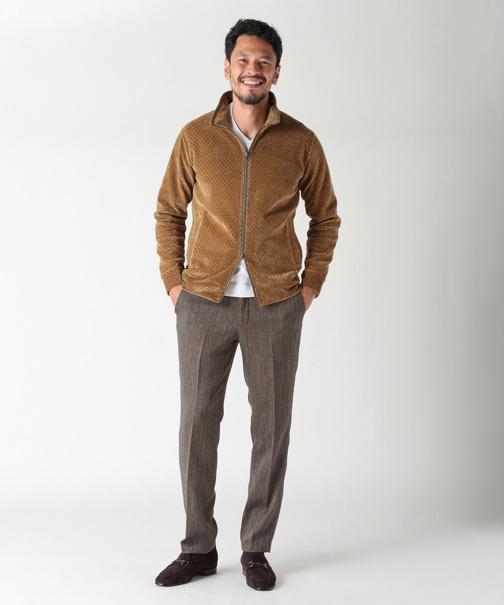 MEN'S BIGI スタンドジップモールジャカードブルゾン グリーン