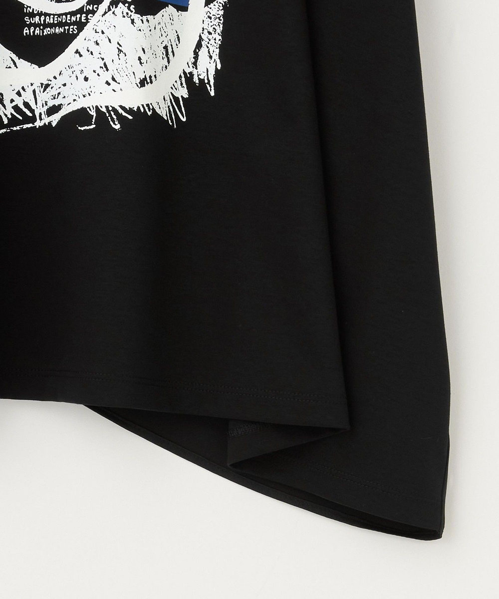 MOGA Lサイズ（大きいサイズ） 【大きいサイズ】コットンスムースプリントTシャツ ブラック