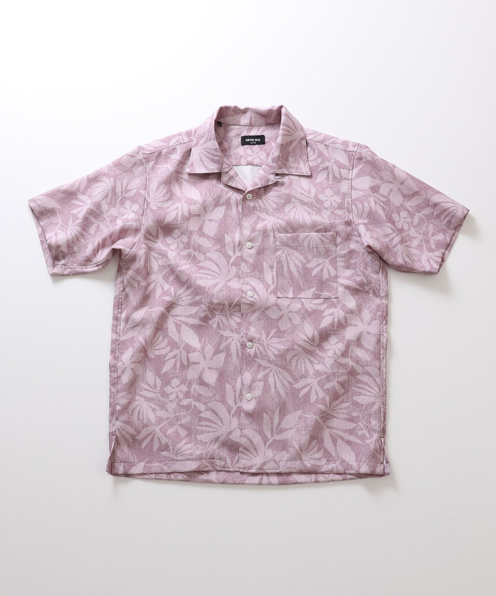MEN'S BIGI オリジナルボタニカルプリント開襟シャツ ピンク