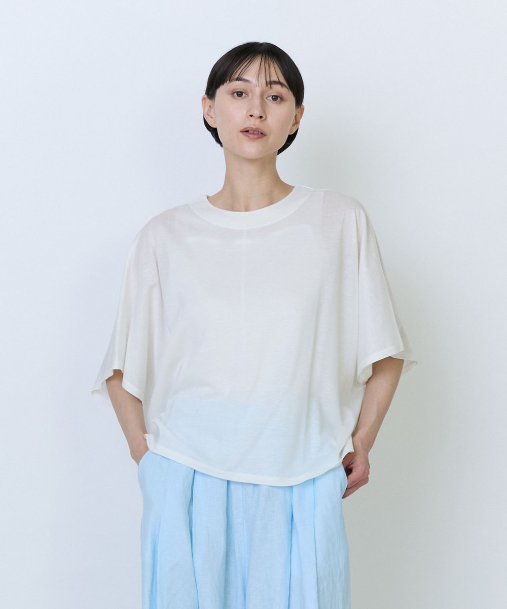 LOISIR リヨセル天竺ドルマンスリーブTシャツ オフホワイト