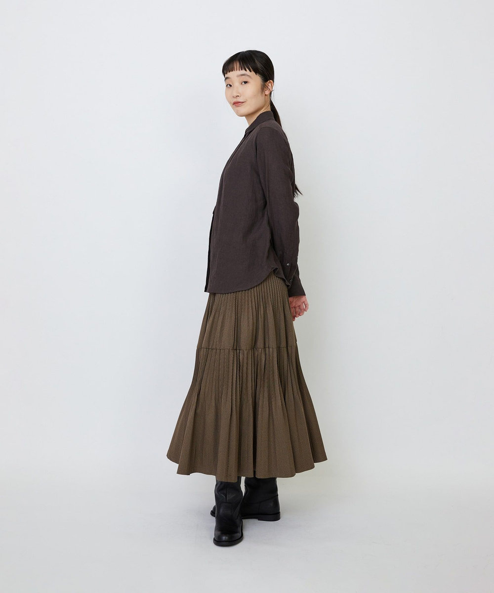 LOISIR グランジリネンミニカラーシャツ ブラウン