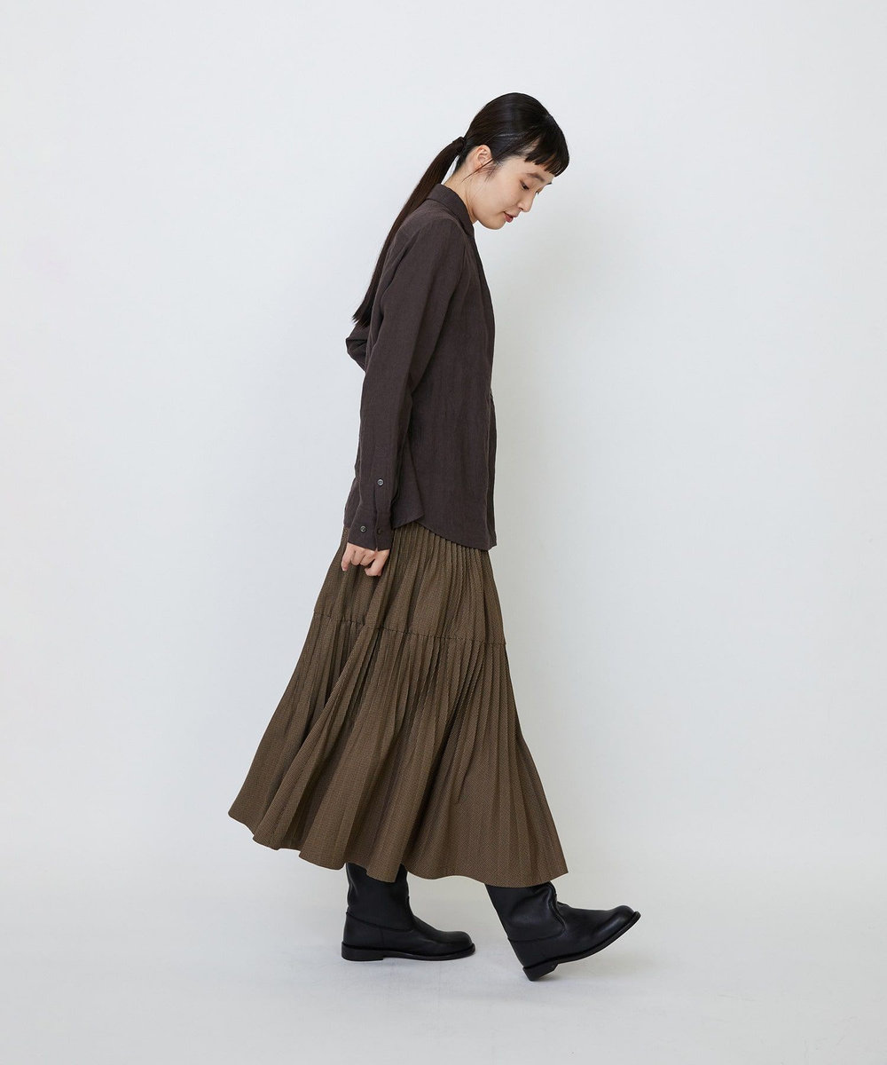 LOISIR グランジリネンミニカラーシャツ ブラウン