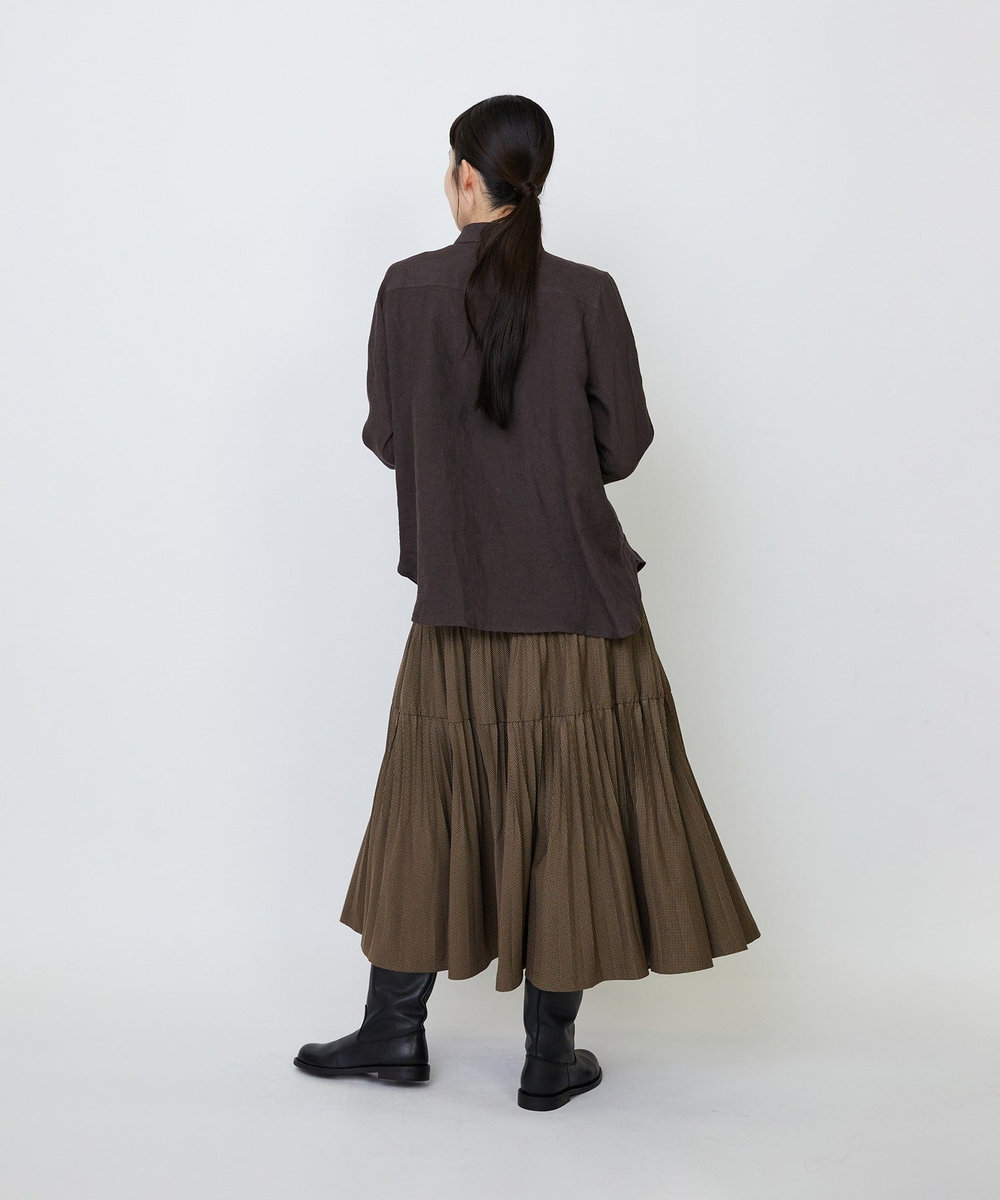 LOISIR グランジリネンミニカラーシャツ ブラウン