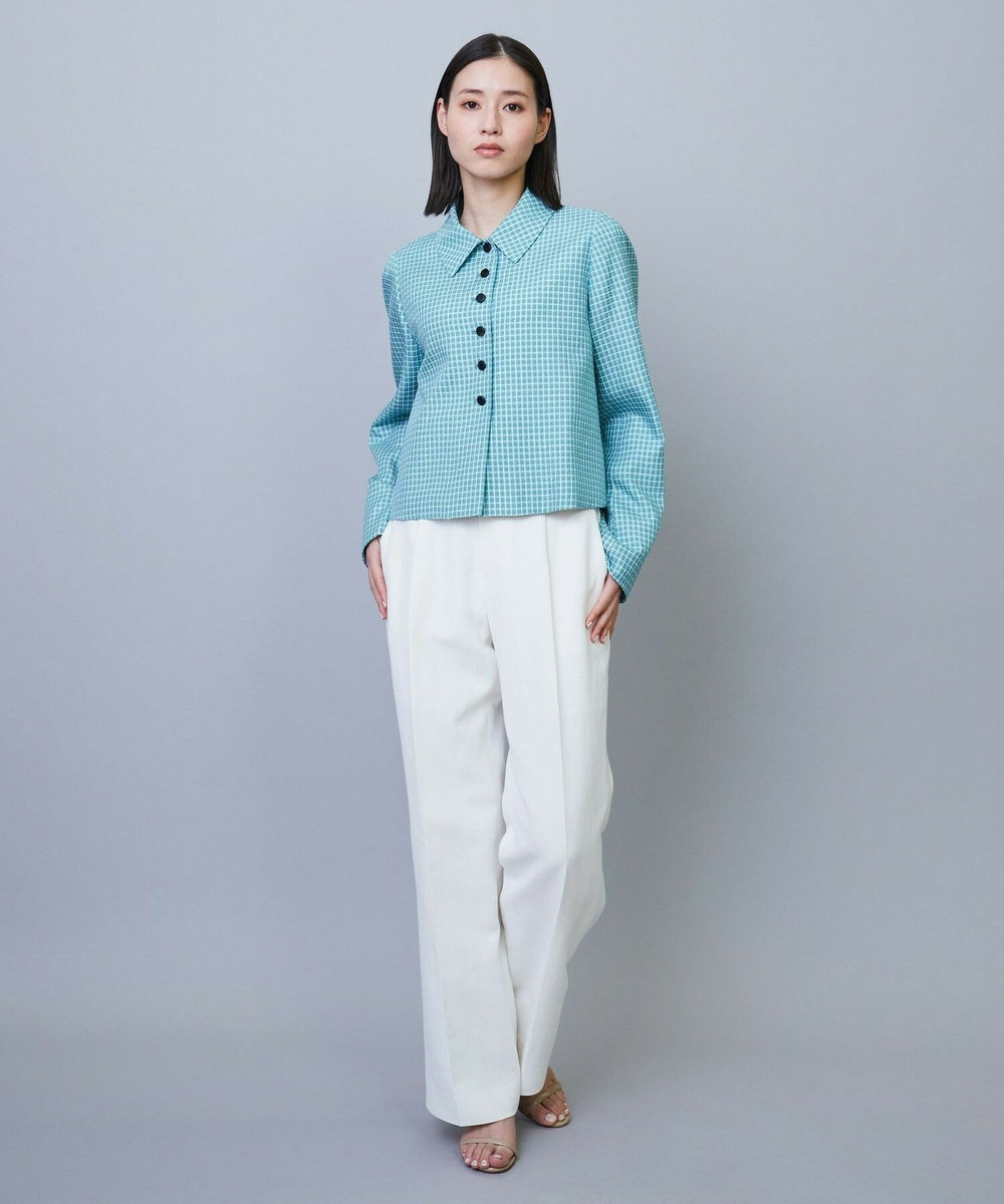 L'EQUIPE COUTURIER アセテートコットン二重織パンツ ホワイト