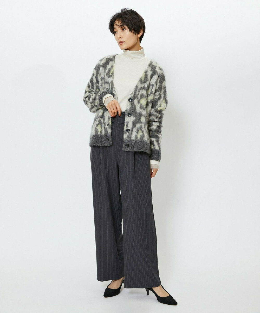 feerique feerique ウールライクストライプワイドパンツ チャコールグレー
