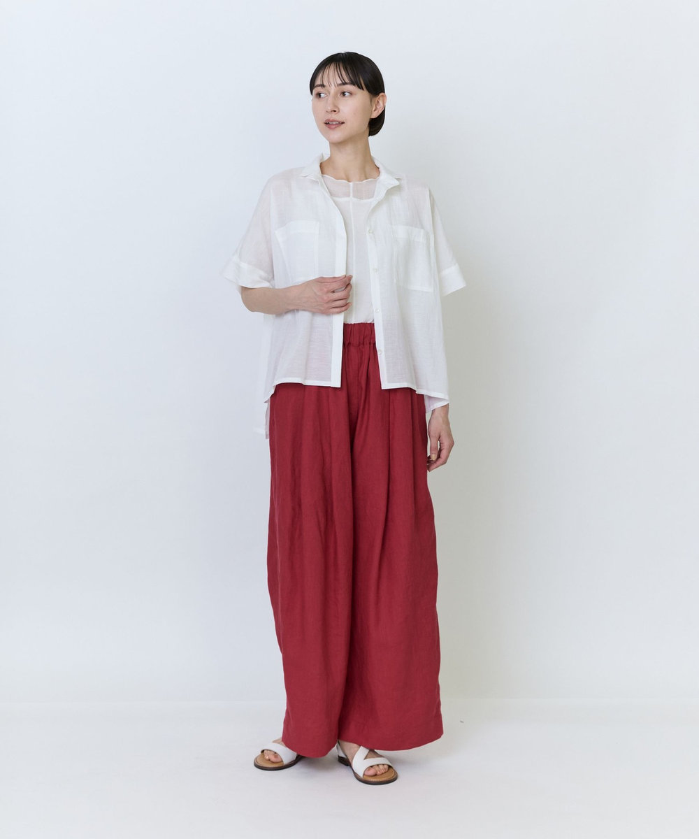 LOISIR リネンイージーパンツ レッド