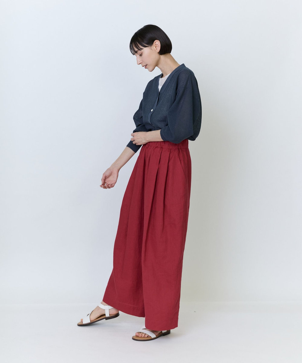 LOISIR リネンイージーパンツ レッド