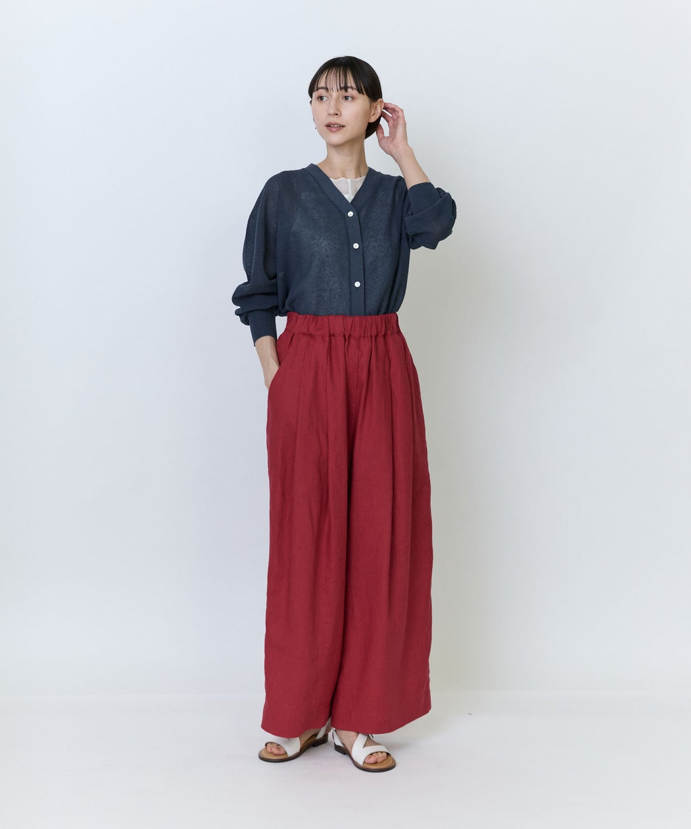 LOISIR リネンイージーパンツ レッド