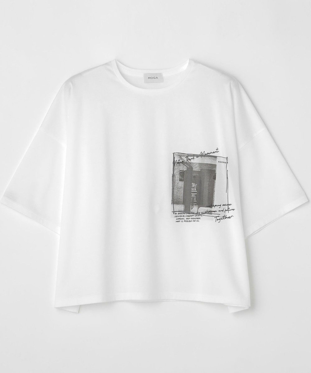MOGA ハイゲージ天竺フォトプリントTシャツ ホワイト