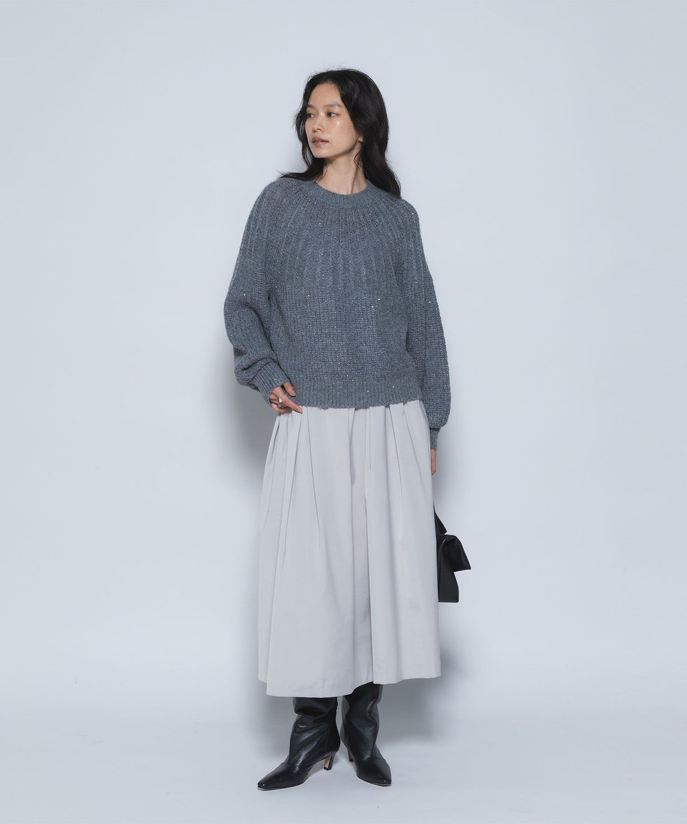 1er Arrondissement ダブルサテンミモレスカート グレー