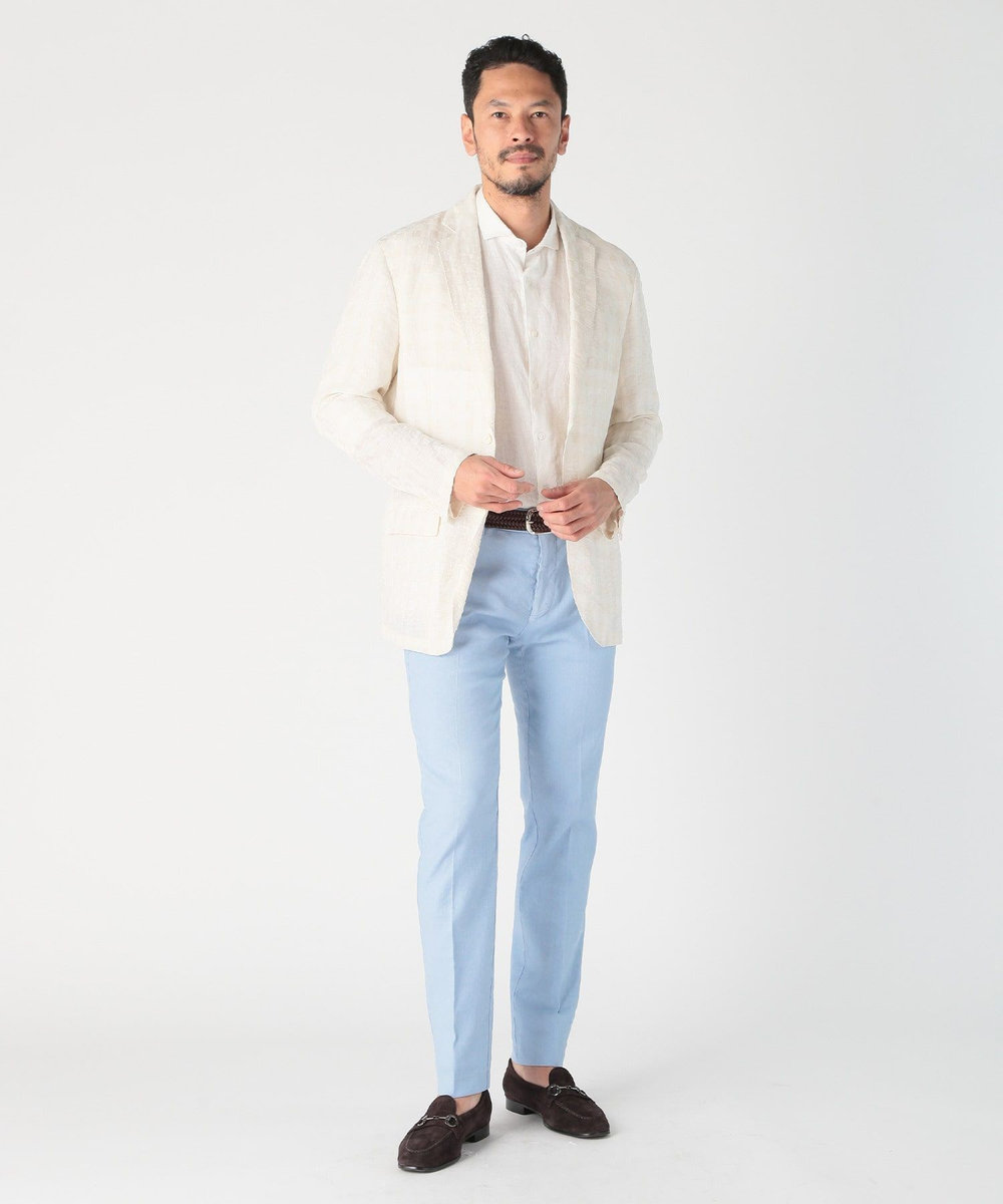 MEN'S BIGI リネン混ジャカードライトジャケット<ドライタッチ> ホワイト