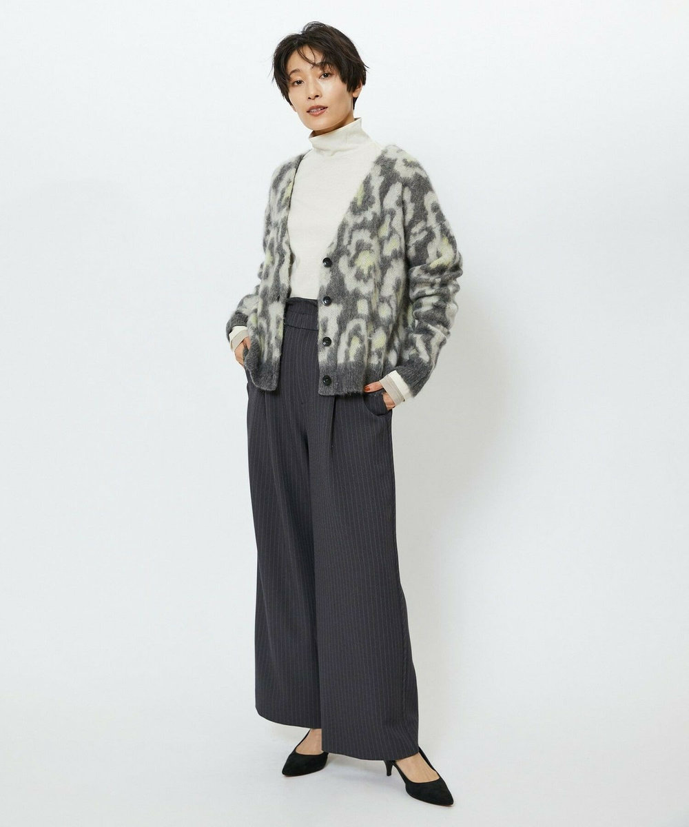 feerique feerique ウールライクストライプワイドパンツ チャコールグレー