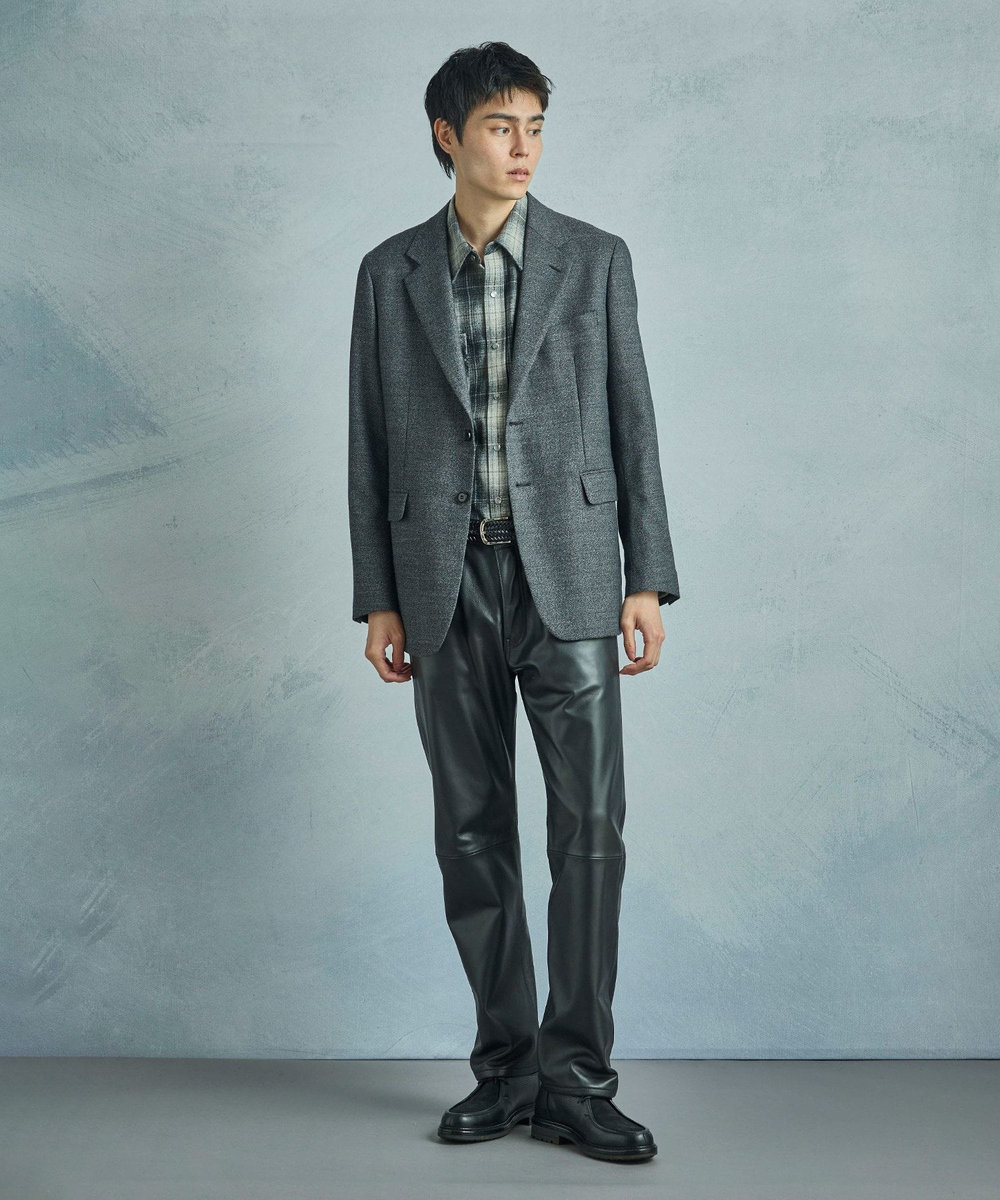 MEN'S BIGI メランジウール テーラードジャケット グレー