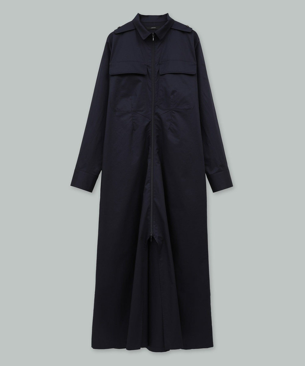 endalence Rコットンロングシャツドレス ネイビー