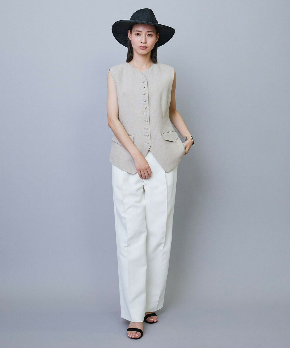 L'EQUIPE COUTURIER アセテートコットン二重織パンツ ホワイト