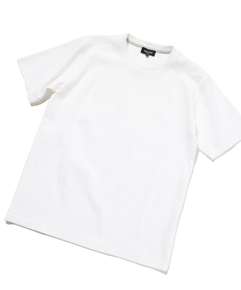 MEN'S BIGI リンクスジャカード半袖カットソー ホワイト