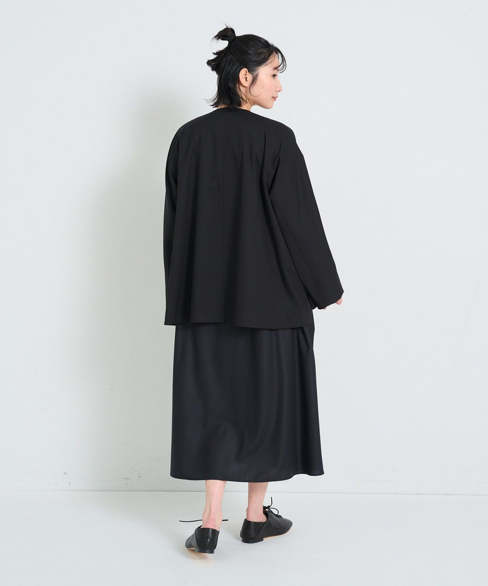 congés payés ADIEU TRISTESSE ノーカラーハーフコート ブラック