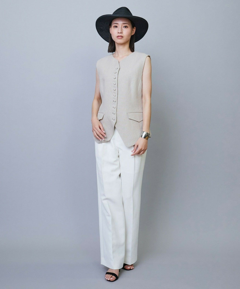 L'EQUIPE COUTURIER アセテートコットン二重織パンツ ホワイト