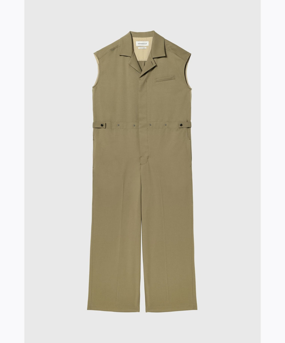 DÉPAREILLÉ WOOL TWILL SHORT SLEEVE COMBINAISON / ウールツイルショートスリーブコンビネゾン ベージュ