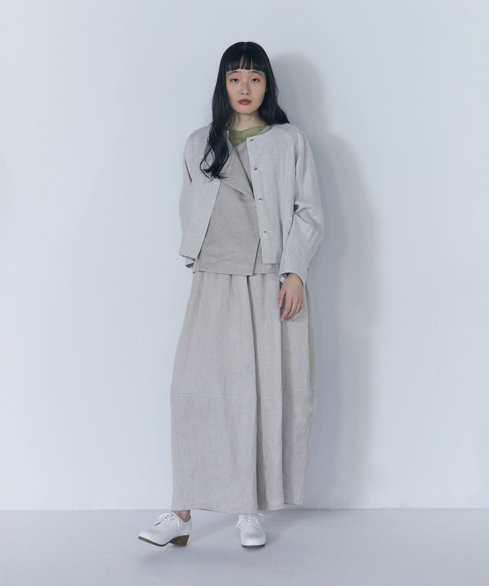 LOISIR リネンツイルボトルシルエットパンツ ベージュ系その他