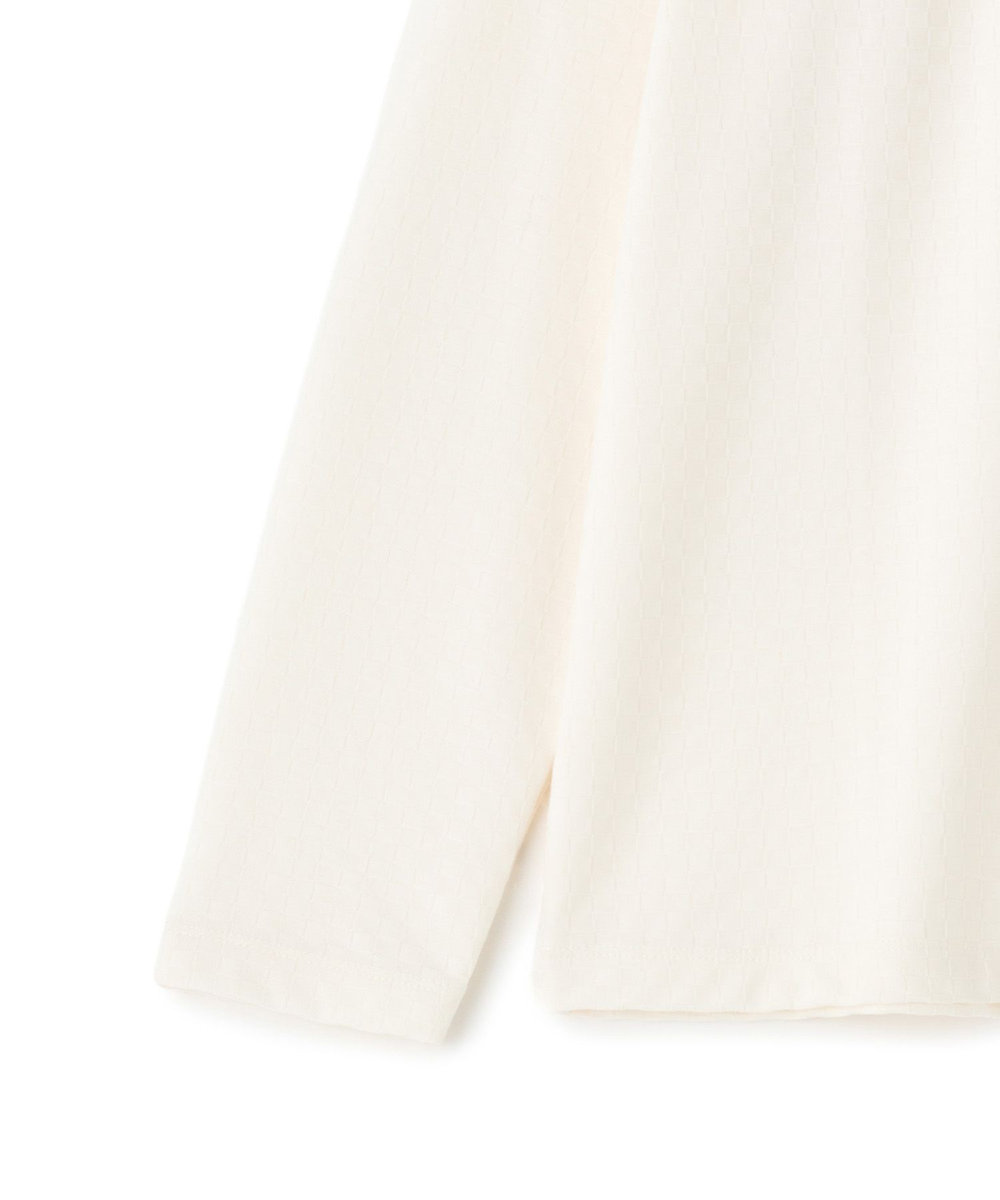 MEN'S BIGI リンクスジャカード 変形クルーネックロングTシャツ［抗菌防臭］ ホワイト