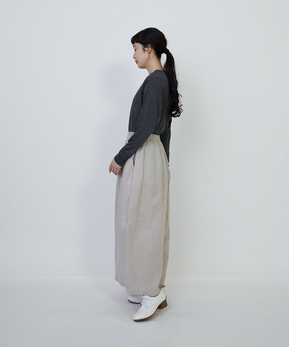 LOISIR リネンツイルボトルシルエットパンツ ベージュ系その他