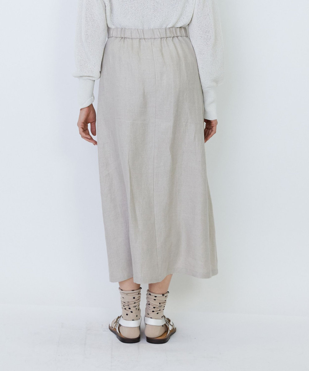 LOISIR 【MTサイズ有り】リネンツイルラップディテールスカート キナリ