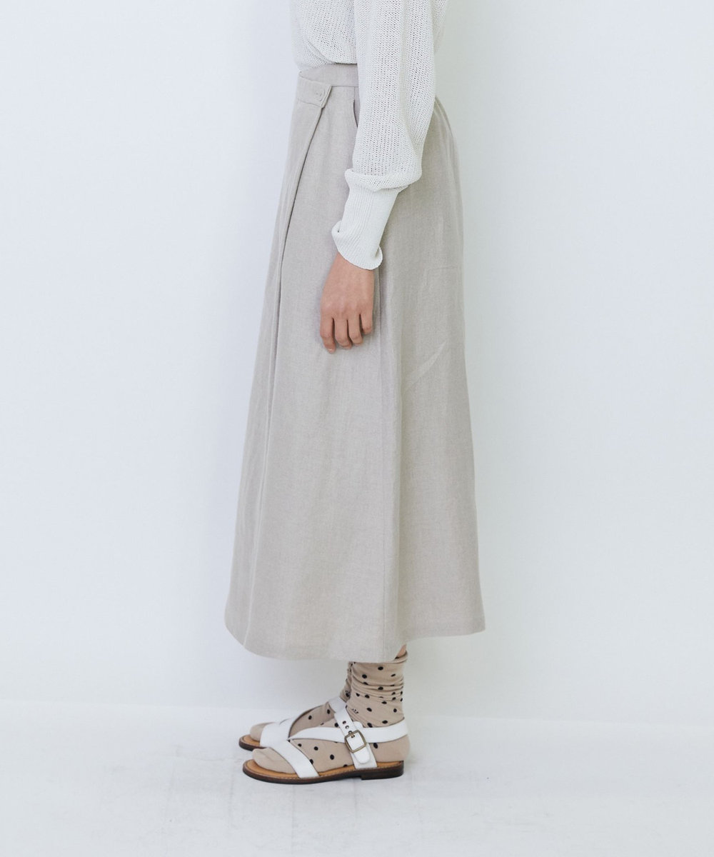 LOISIR 【MTサイズ有り】リネンツイルラップディテールスカート キナリ