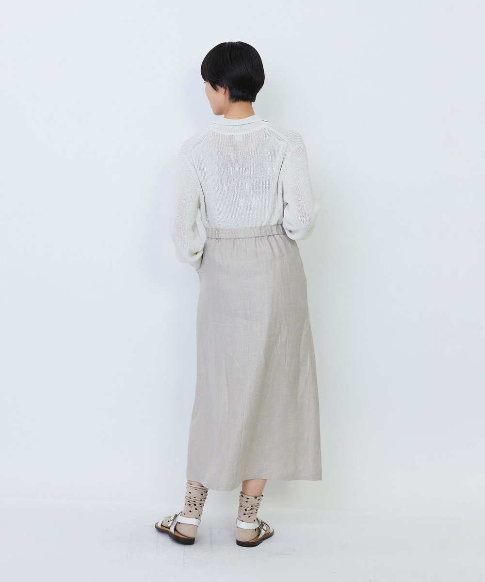 LOISIR 【MTサイズ有り】リネンツイルラップディテールスカート キナリ