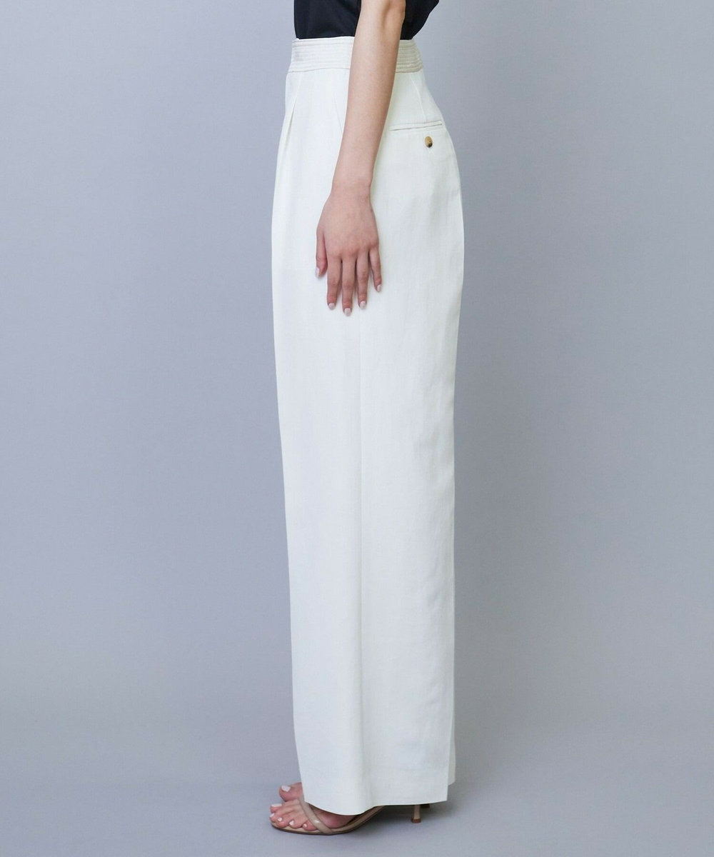 L'EQUIPE COUTURIER アセテートコットン二重織パンツ ホワイト