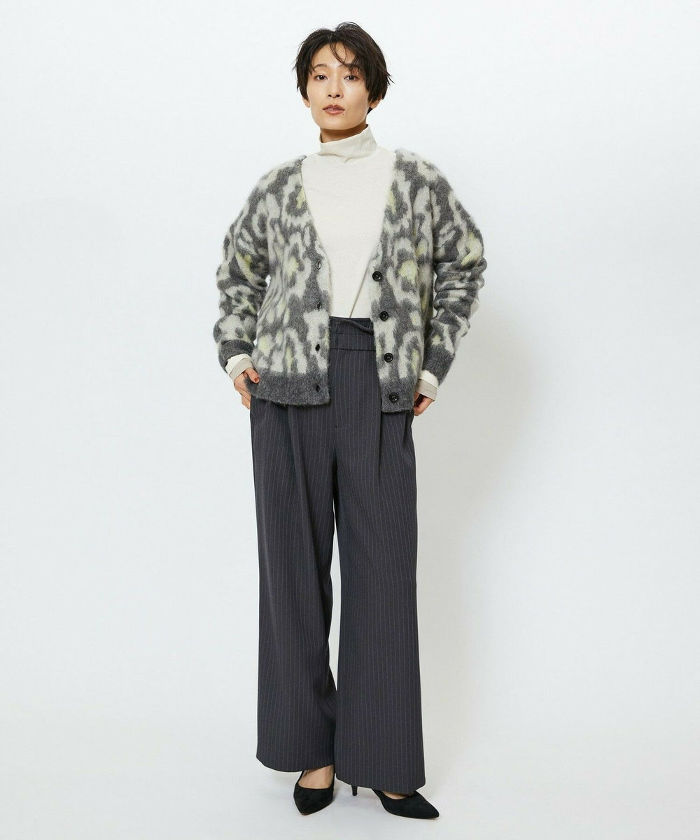feerique feerique ウールライクストライプワイドパンツ チャコールグレー