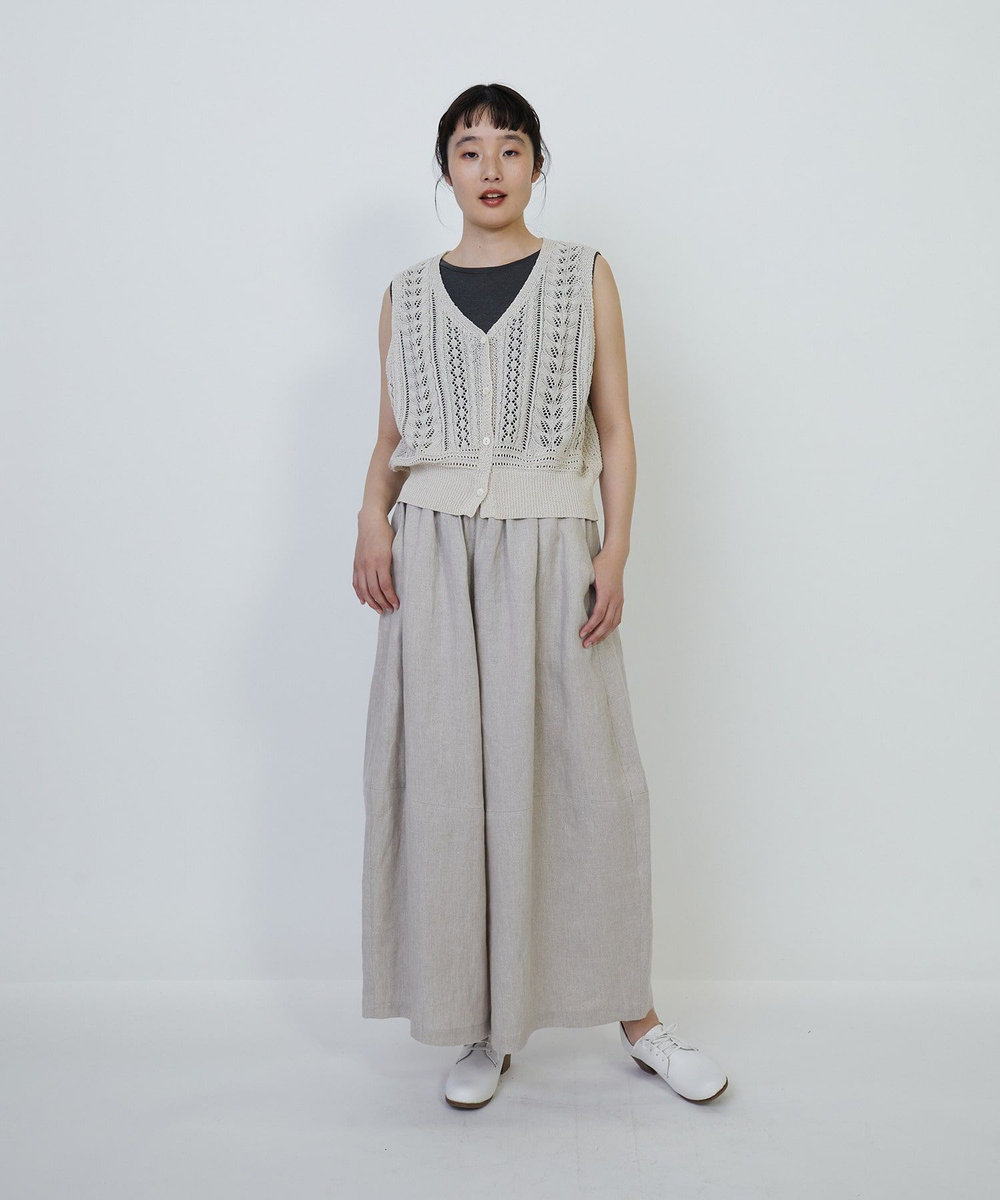 LOISIR リネンツイルボトルシルエットパンツ ベージュ系その他