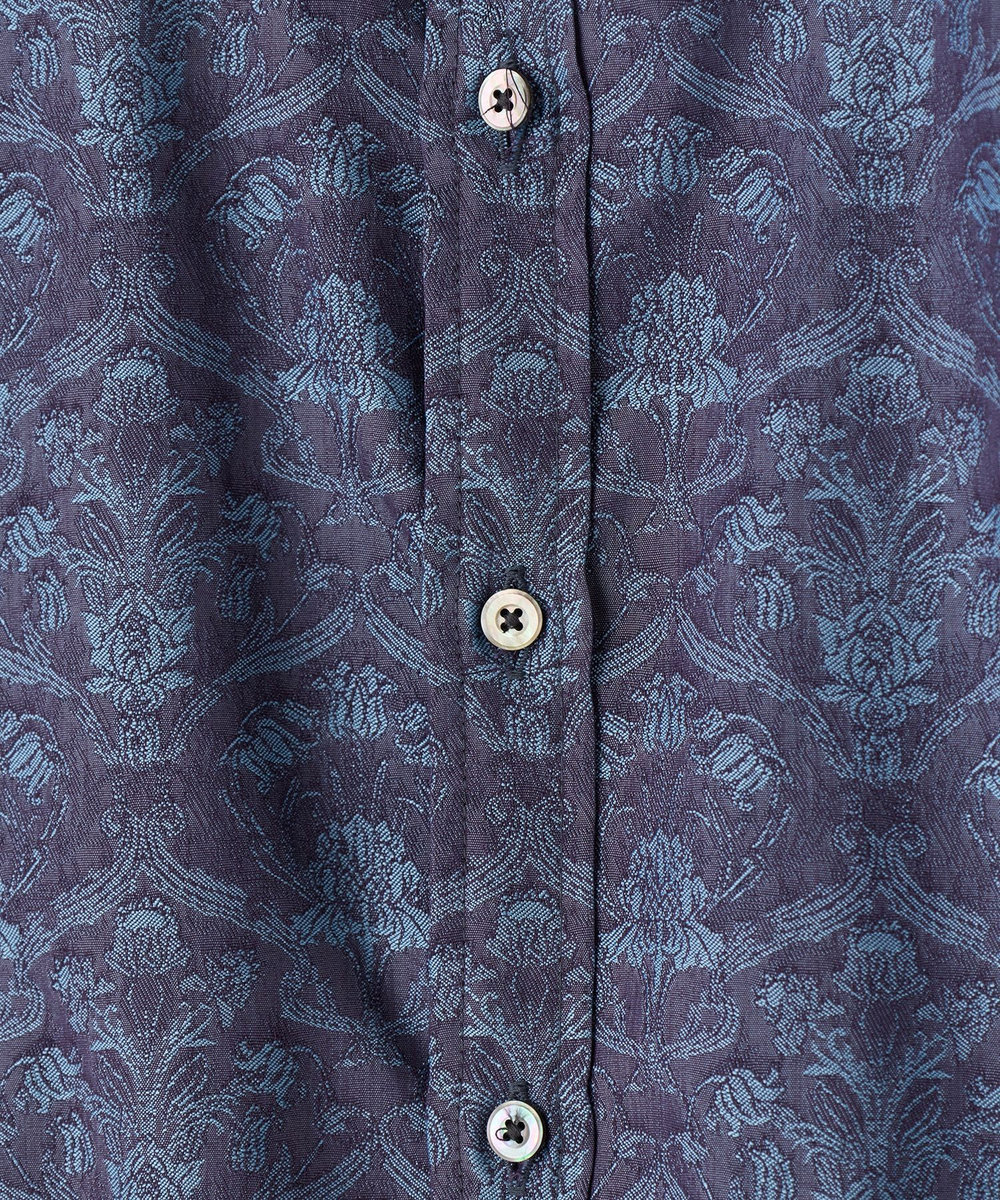MEN'S BIGI 【LIBERTY/リバティ】フラワージャガード 七分袖シャツ ネイビー
