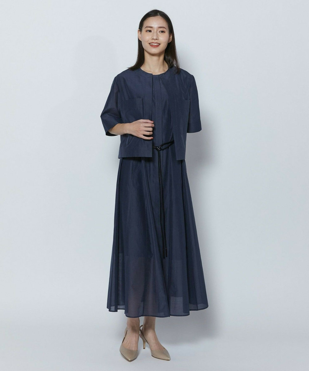 L'EQUIPE COUTURIER C/SEオーガンジーノーカラージャケット ネイビー