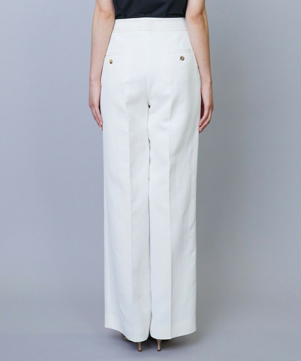 L'EQUIPE COUTURIER アセテートコットン二重織パンツ ホワイト