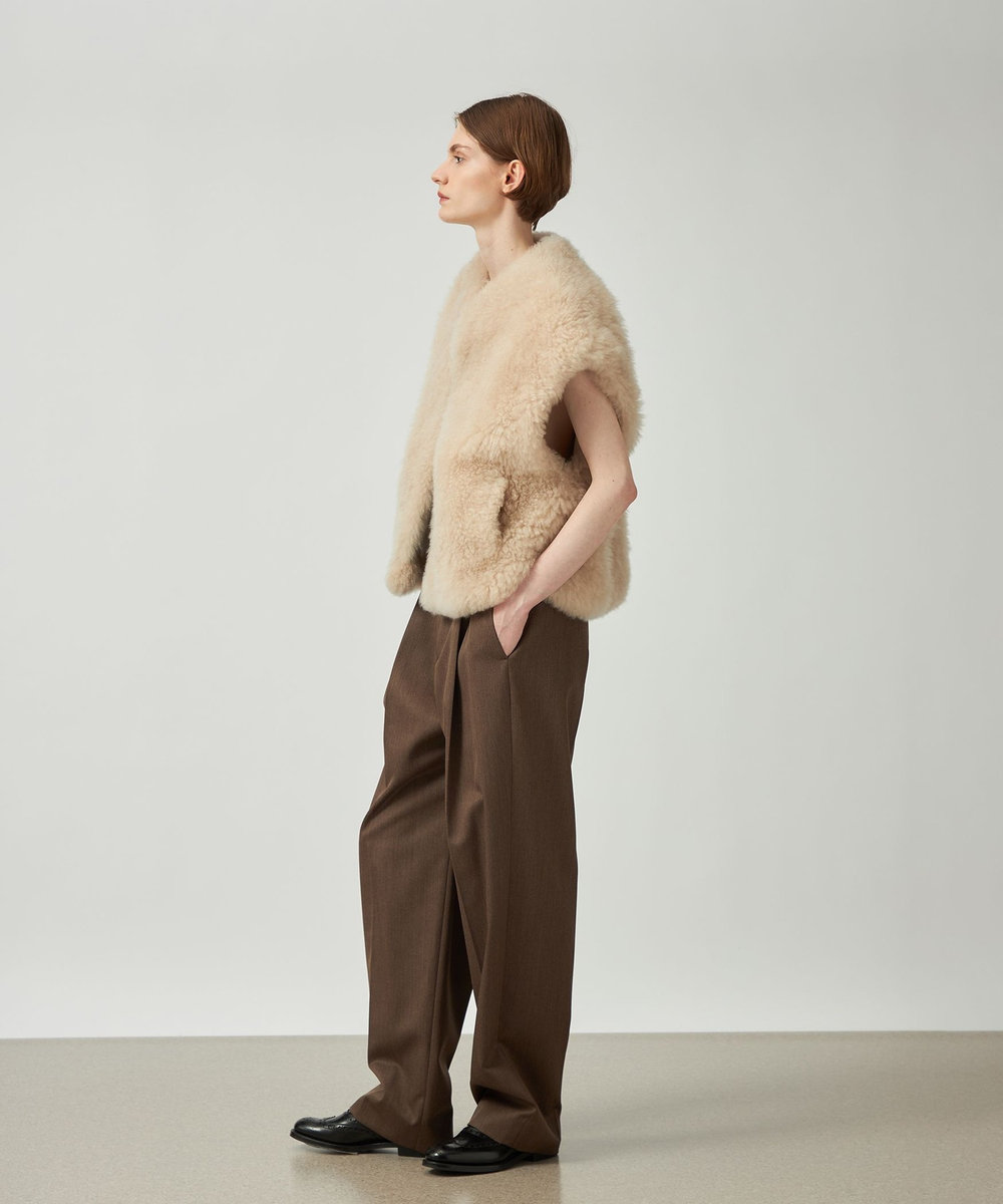 DÉPAREILLÉ CASHMERE FUR VEST / カシミヤファーベスト ベージュ