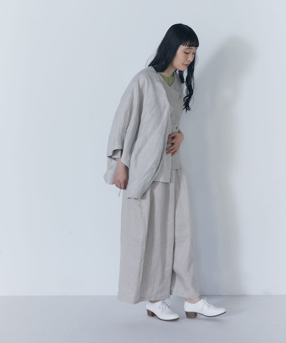 LOISIR リネンツイルボトルシルエットパンツ ベージュ系その他