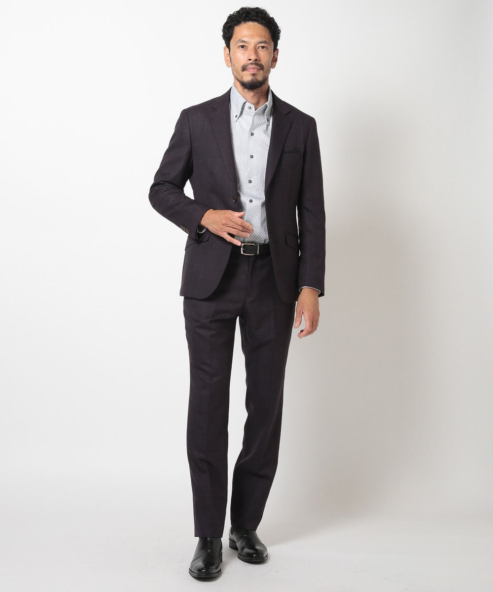 MEN'S BIGI 【ACTIVE TAILOR】ミックスヤーン/ホップサックジャケット＜セットアップ・スリーピース対応＞ ボルドー