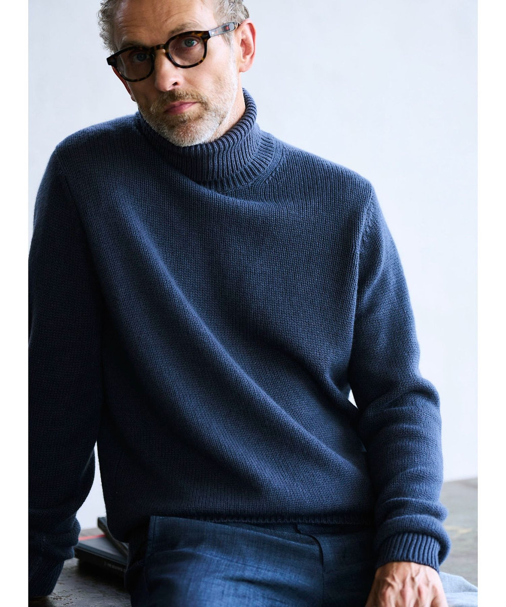 MEN'S BIGI 【FILIPPO DE LAURENTIIS】5Gタートルネックニット ネイビー
