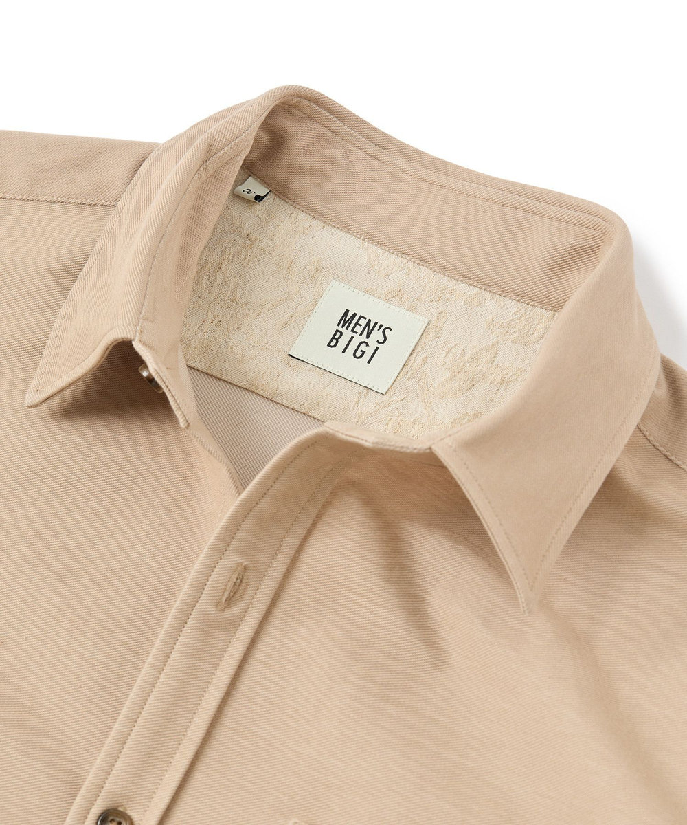 MEN'S BIGI デニムジャージ シャツブルゾン＜ストレッチ＞ ベージュ